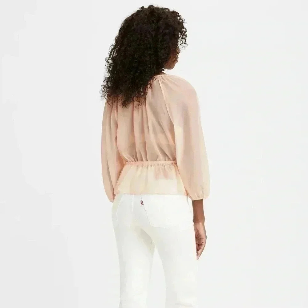 NWT Levi’s DELILAH WRAP PUFF SLEEVE TOP Small - Picture 2 of 8